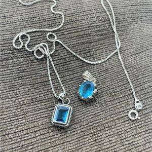 Sterling Silver Natural Blue Topaz Necklace